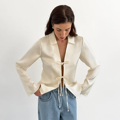 LORI – Satin tie blouse