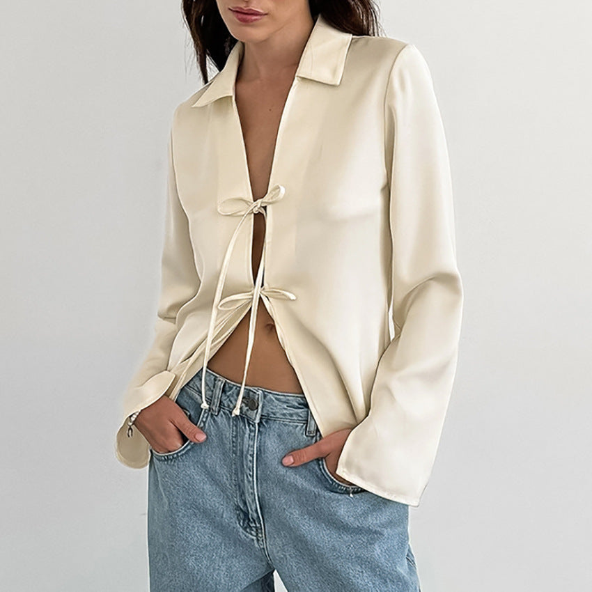 LORI – Satin tie blouse