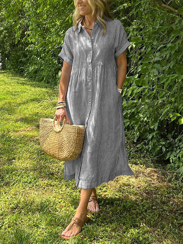 MÉLINA – Striped Shirt Dress