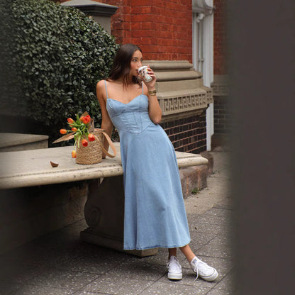 RIZA – Denim Dress with Slim Straps | Summery and Stylish