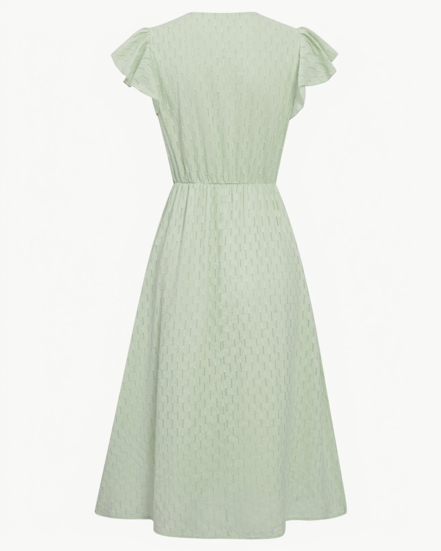 LARA – Midi Dress with V-Neck and Ruffle Sleeves – Light & Stylish Favorite
